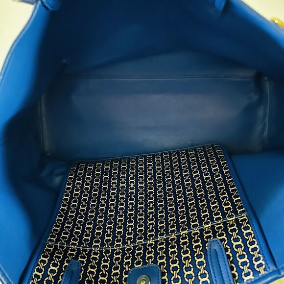TORY BURCH Blue White Stripe Gemini Link Tote Bag - Picture 9 of 9